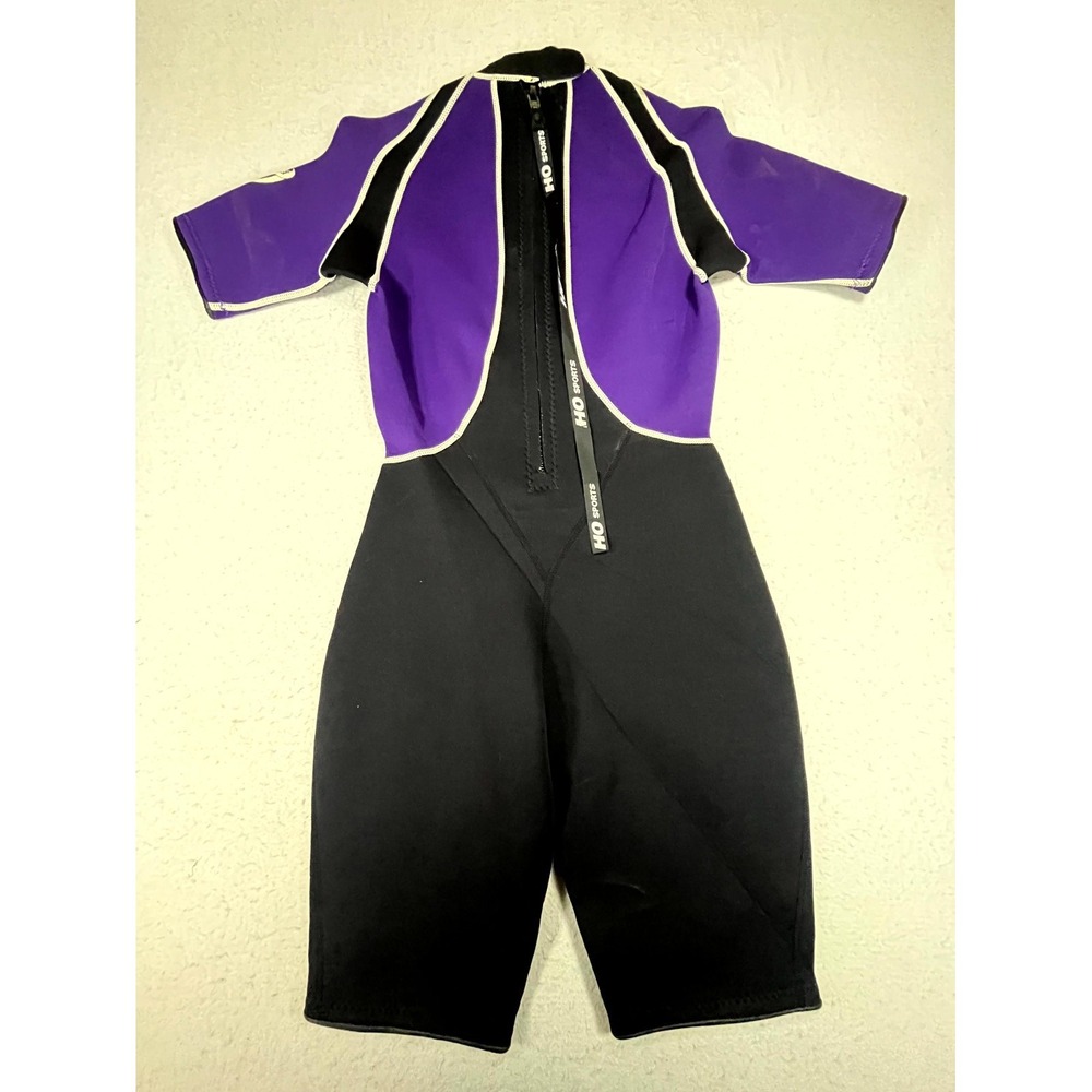 Vintage HO Sports Shorty Wetsuit Youth 11-12 Purple Black Neoprene Full Zip